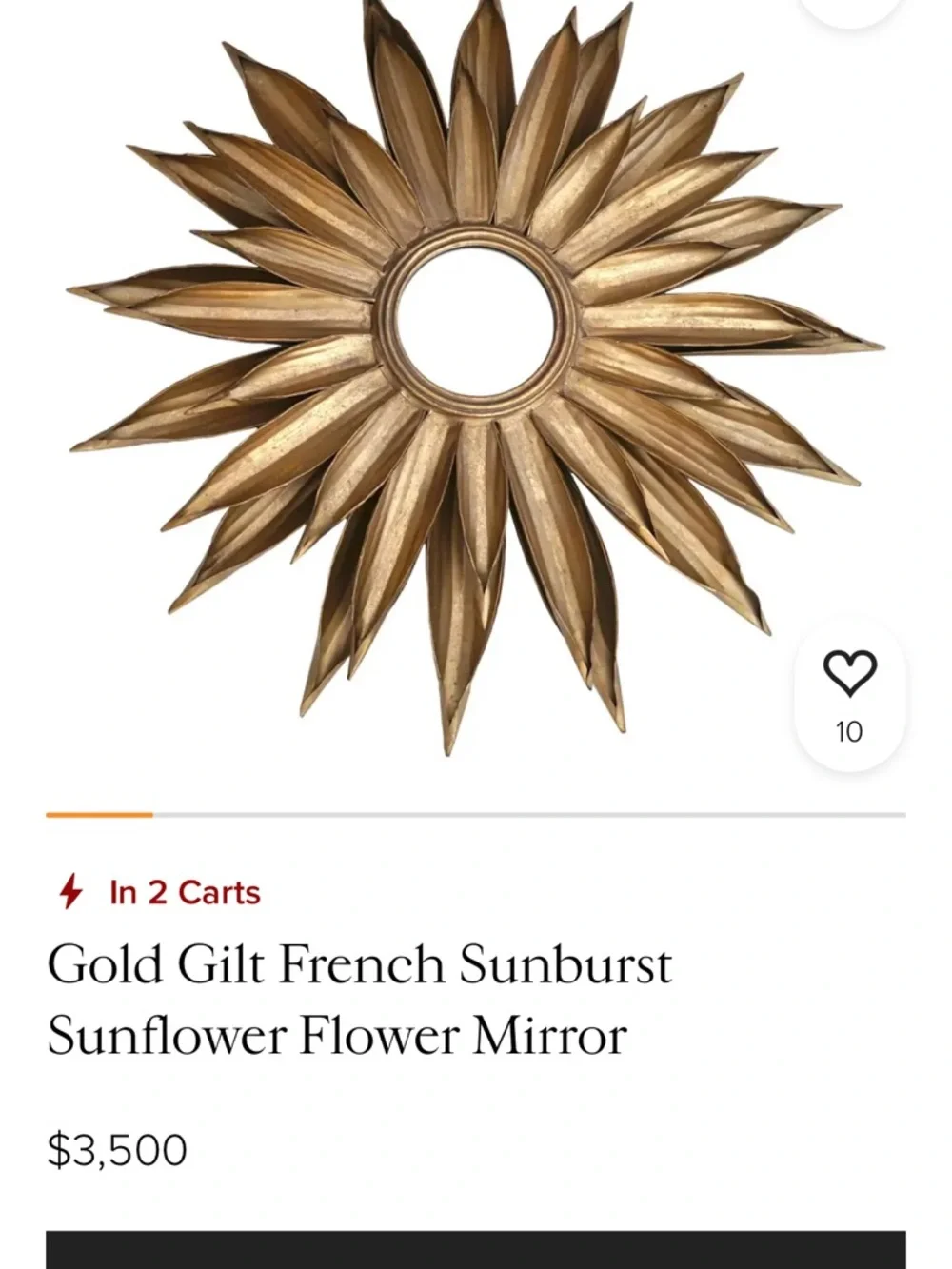 Gold Sunburst Wall Mirror - Elegant Floral Design